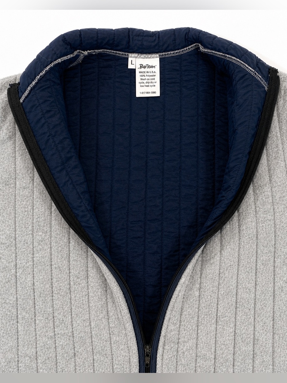North Sails Polartec Fleece Vest Large Gray Full Zip Quilted Pockets Men - Picture 3 of 12